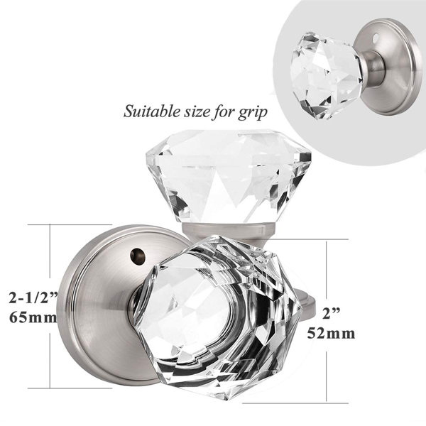 Probrico Crystal Privacy Door Knobs Keyless Lock with Round